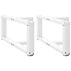 Pieds de table basse en T, 2 pièces, blanc, 60 x 25 x (30-31) cm, acier 