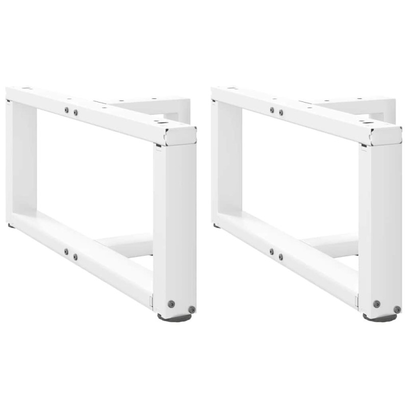 Pieds de table basse en T, 2 pièces, blanc, 60 x 25 x (30-31) cm, acier 