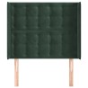 Tête de lit avec oreilles Vert foncé 93x16x118/128 cm Velours 