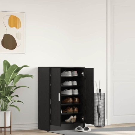 Armoire à chaussures chêne noir 60x35x92 cm bois d'ingénierie 