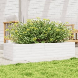 Jardinière blanc 110x40x23 cm bois de pin massif 