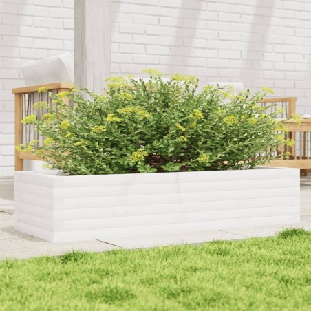 Jardinière blanc 110x40x23 cm bois de pin massif 