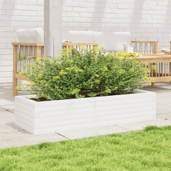 Jardinière blanc 110x40x23 cm bois de pin massif 