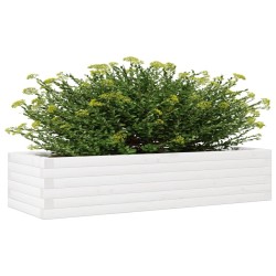 Jardinière blanc 110x40x23 cm bois de pin massif 
