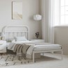 Cadre de lit métal sans matelas et tête de lit blanc 100x200 cm 