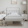 Cadre de lit métal sans matelas et tête de lit blanc 100x200 cm 