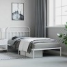 Cadre de lit métal sans matelas et tête de lit blanc 100x200 cm 