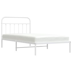 Cadre de lit métal sans matelas et tête de lit blanc 100x200 cm 