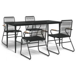Ensemble à manger de jardin 5 pcs Noir Rotin PVC 