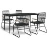 Ensemble à manger de jardin 5 pcs Noir Rotin PVC 