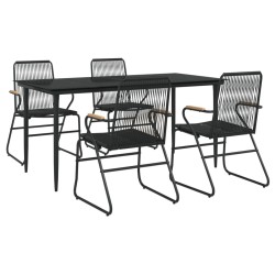 Ensemble à manger de jardin 5 pcs Noir Rotin PVC 