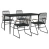 Ensemble à manger de jardin 5 pcs Noir Rotin PVC 