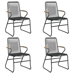 Ensemble à manger de jardin 5 pcs Noir Rotin PVC 