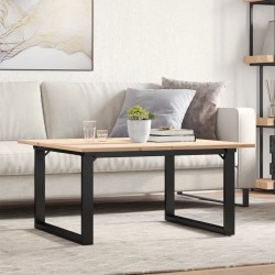 Table basse cadre en O 90x90x45 cm bois de pin massif et acier 