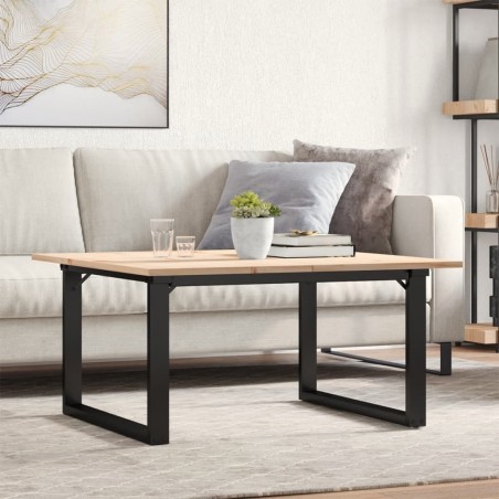 Table basse cadre en O 90x90x45 cm bois de pin massif et acier 