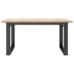 Table basse cadre en O 90x90x45 cm bois de pin massif et acier 