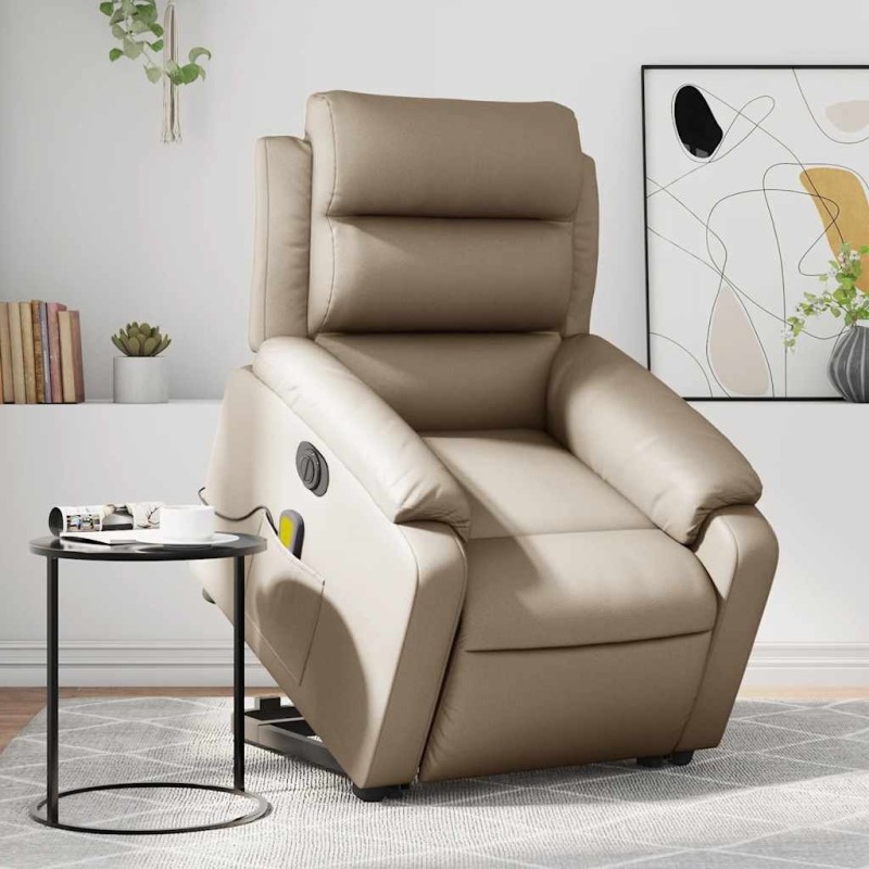Fauteuil inclinable de massage électrique cappuccino similicuir 