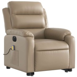 Fauteuil inclinable de massage électrique cappuccino similicuir 