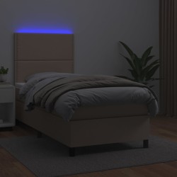 Sommier à lattes de lit avec matelas et LED Cappuccino 80x200cm 