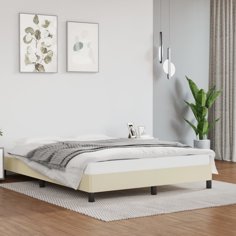 Cadre de lit sans matelas crème 140x190 cm similicuir 