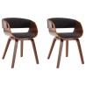 Chaises à manger lot de 2 gris bois courbé et tissu 