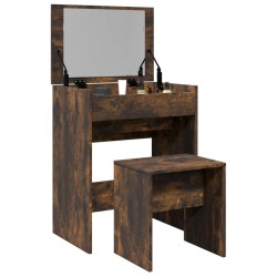 Coiffeuse et tabouret chêne fumé 60x40x113,5 cm 