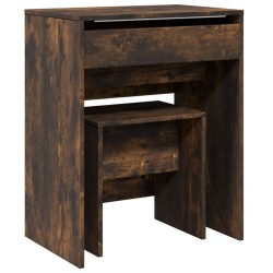 Coiffeuse et tabouret chêne fumé 60x40x113,5 cm 