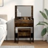 Coiffeuse et tabouret chêne fumé 60x40x113,5 cm 