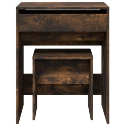 Coiffeuse et tabouret chêne fumé 60x40x113,5 cm 