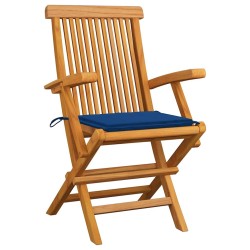 Chaises de jardin et coussins bleu royal lot de 4 Bois de teck 