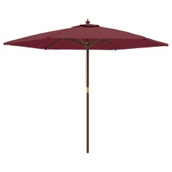 Parasol de jardin avec mât en bois rouge bordeaux 299x240 cm 