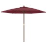 Parasol de jardin avec mât en bois rouge bordeaux 299x240 cm 