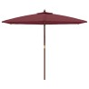 Parasol de jardin avec mât en bois rouge bordeaux 299x240 cm 