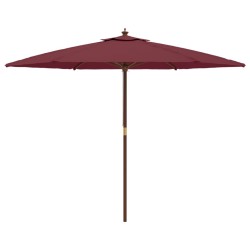 Parasol de jardin avec mât en bois rouge bordeaux 299x240 cm 