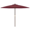 Parasol de jardin avec mât en bois rouge bordeaux 299x240 cm 