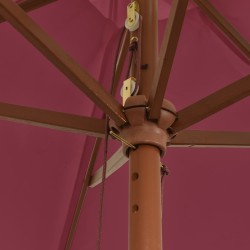 Parasol de jardin avec mât en bois rouge bordeaux 299x240 cm 