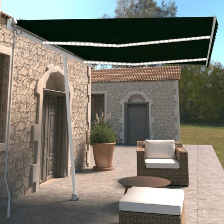 Auvent manuel rétractable avec LED 350x250 cm Anthracite 