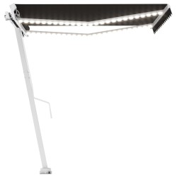 Auvent manuel rétractable avec LED 350x250 cm Anthracite 