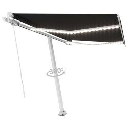 Auvent manuel rétractable avec LED 350x250 cm Anthracite 