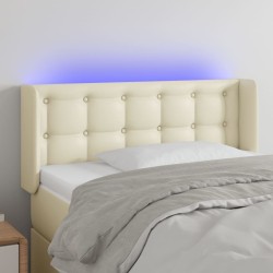 Tête de lit à LED Crème 83x16x78/88 cm Similicuir 