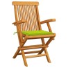 Chaises de jardin avec coussins vert vif lot de 4 Bois de teck 