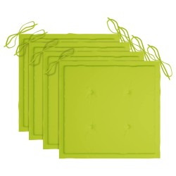 Chaises de jardin avec coussins vert vif lot de 4 Bois de teck 