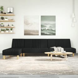 Canapé-lit en forme de L noir 255x140x70 cm tissu 