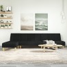 Canapé-lit en forme de L noir 255x140x70 cm tissu 