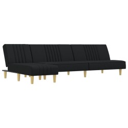 Canapé-lit en forme de L noir 255x140x70 cm tissu 