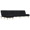 Canapé-lit en forme de L noir 255x140x70 cm tissu 