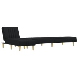 Canapé-lit en forme de L noir 255x140x70 cm tissu 