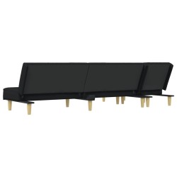 Canapé-lit en forme de L noir 255x140x70 cm tissu 