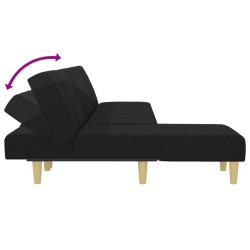 Canapé-lit en forme de L noir 255x140x70 cm tissu 