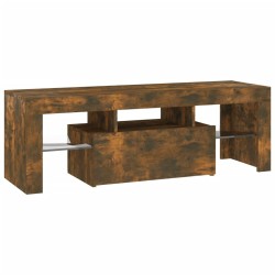 Meuble TV avec lumières LED chêne fumé 120x35x40 cm 